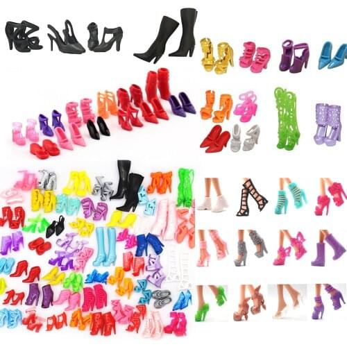 NK Mix Style Doll Shoes Fashion Boot Cute Heels Colorful Assorted Sandals For Barbie Doll Accessories Baby Toy JJ