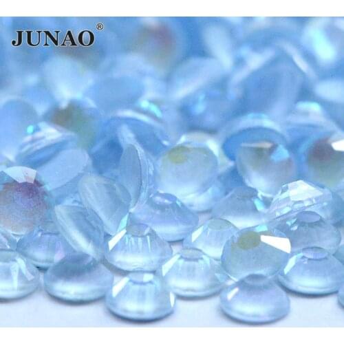 JUNAO SS6 SS16 SS20 SS30 Mocca White AB Nail Art Rhinestones Diamond Flat Back Decoration Crystal Stone Glitter Glass Strass