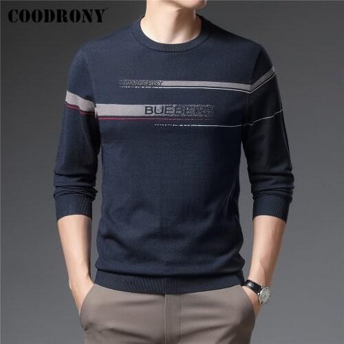 COODRONY Brand Sweater Pullover Men Clothing Fashion Striped O-Neck Pull Homme Autumn Winter Knitwear Shirt Jersey S-XXXL C1391