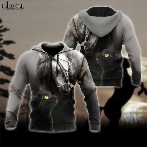 CLOOCL Horse and Cat Lovers 3D All Over Printed Autumn Men Hoodies Unisex Casual Zip Pullover Streetwear Sudadera Hombre