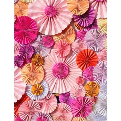 TR Vinyl Background for Photography Pink and Red Paper Flowers Newborn Baby Photography Backdrops Custom Kids Birthday Party