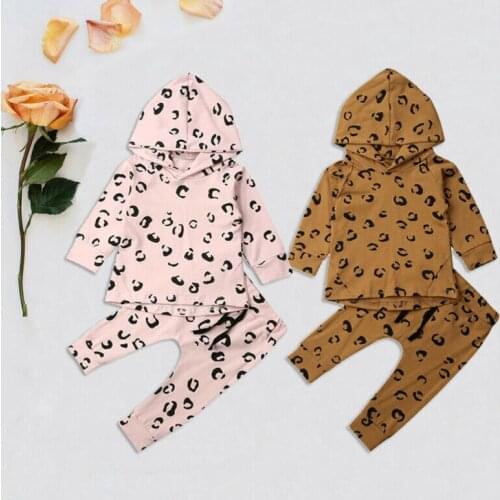 Baby Spring Autumn Clothing Leopard Infant Baby Girl Boy Clothes Long Sleeve Hooded Tops+Leggings Pants 2Pcs Outfits Tracksuit