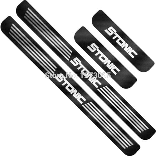 For KIA STONIC 2017 2018 2019 2020 Carbon Door Sill Scuff Plate Kick Guard Pedal Threshold Bar Protector Cover Car Accessories