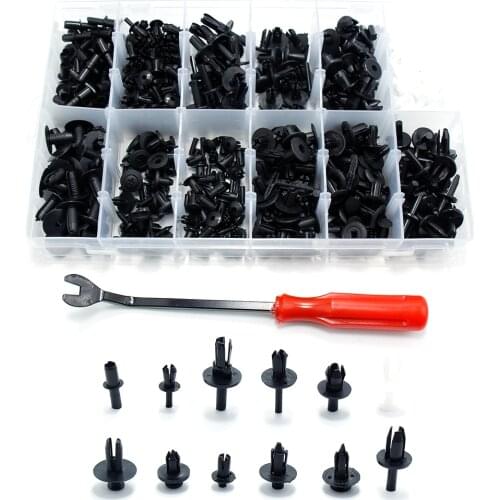 350pcs/box Nylon Auto Fastener Clip Mixed Push Type Retaine And Door Trim Panel Retainer Pin Rivet Bumper Car Interior Parts Kit