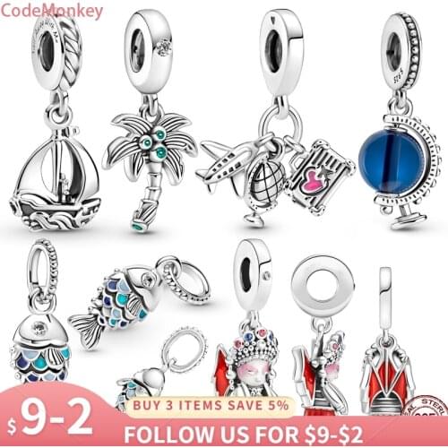 100% Real 925 Sterling Silver Blue Dream Catcher Charm Fit Original 3mm Bracelet&Bangle For Women Birthday Fashion Jewelry Gift