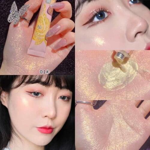 Highlighter Liquid Gold Blue Palette Makeup Glow Contour Shimmer Powder Brighten Face Body Highlighter Makeup Cosmetics TSLM2