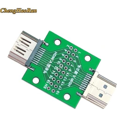 1pcs HDMI Male and Female Test Board MINI Connector with Board PCB 2.54mm pitch 19/20pin DP HD A Female To Male Adapter Board