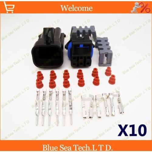 10 sets 6 Pin male&female Auto plug connector,Car waterproof Electrical connector for DELPHI connector etc