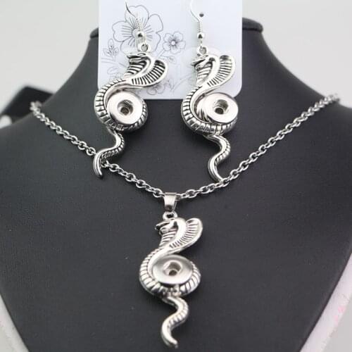 New 12styles to choose! 50cm Link Chain Lovely Snake Necklace Earring Jewelry Set Fit 12mm Metal Snap Button Diy Charms