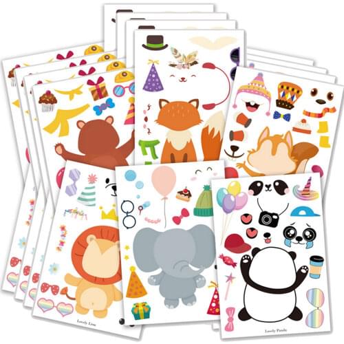 24 Sheets Animal Stickers Bulk DIY Make Your Own Sticker Zoo Themed Birthday Party Favors Games Supplies for Kids Game Stickers