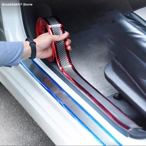 3D Car Sticker Carbon Fiber Rubber Car Door Protector Door Sill Protection Stickers For Lada Vesta 2019 2020 Car Stylings