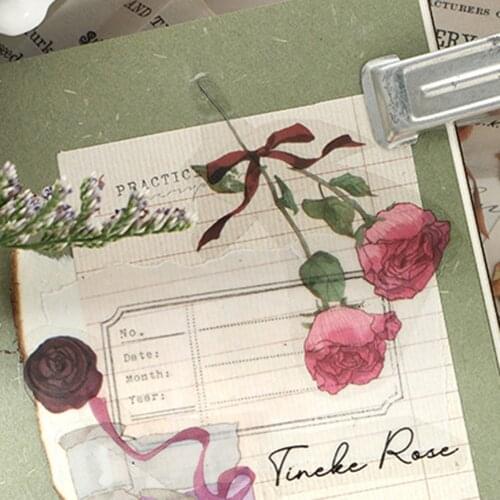 6pcs DIY Diary Journal Scrapbooking Decoration Vintage Plant Flower PET Stickers Natural Plant Gifts for Girls Friend