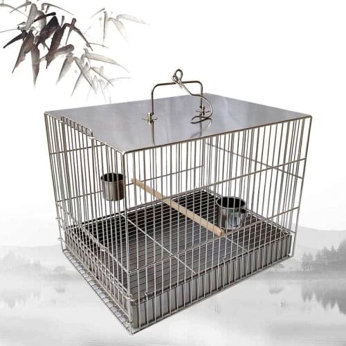 Bathroom Small Bird Cage Houses Outdoor Stainless Steel Rectangle Bird Cage Parrot Gabbia Per Uccelli Feeding Supplies BS50BC