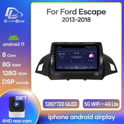 Prelingcar Android 10 For Ford Kuga Escape 2013 2014 2016 Car Radio Multimedia Video Player GPS Navigation NO DVD 2 Din DSP IPS