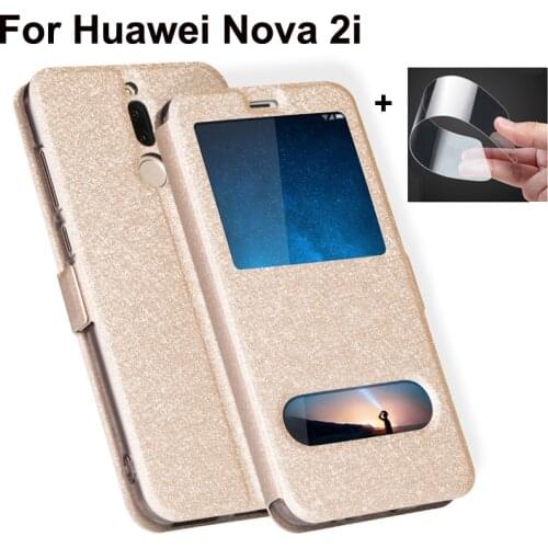 5.9" Open window capas For Huawei Nova 2i Case Cover Luxury PU Leather Flip Cover For Huawei Nova2i shell Nova 2 i coque fundas
