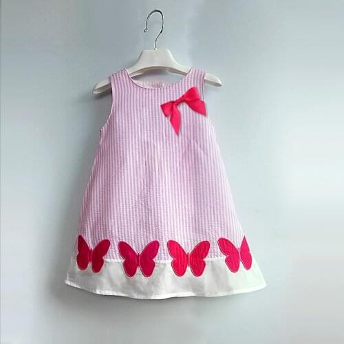 2019 new children baby striped cotton dresses Hot Girl Summer Dresses kids bow sleeveless dress