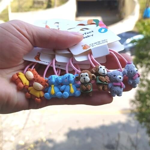 2PCS New Cute Calf Monkey Cartoon Princess Headwear Kids Elastic Hair Bands Children Ropes Girls Accessories Baby Headdress