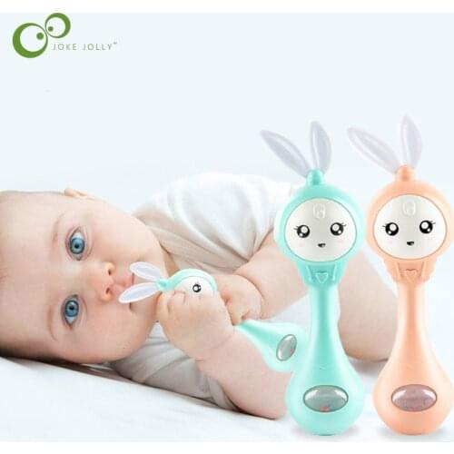 Baby Music Flashing Teether Rattle Toys Rabbit Hand Bells Mobile Infant Pacifier Weep Tear Newborn Early Educational Toys DDJ