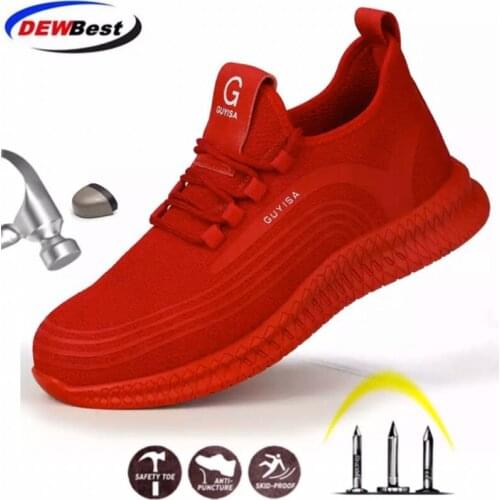 DEWBEST Work Safety Shoes 2020 fashion sneakers Ultra-light soft bottom Men Breathable Anti-smashing Steel Toe Work Boots