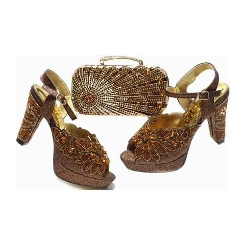 Doershow hot selling Italian Shoes and Bag Set African Wedding Shoe and Bag set Italy Shoe and Handbag Summer Set Women!!HGT1-2