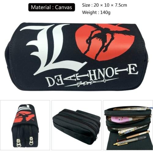 Double Layer Large Capacity Death Note Cartoon Anime Pencil Case Oxford Canvas Pencil Box School Pen Bag D40