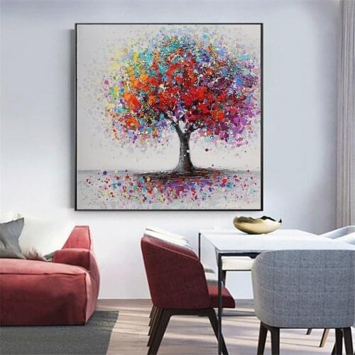 Oil Painting On Canvas Handmade Abstract Colors Tree Living Room Bedroom Shower Room Decor Mural Modern Home Hand Painted Poster
