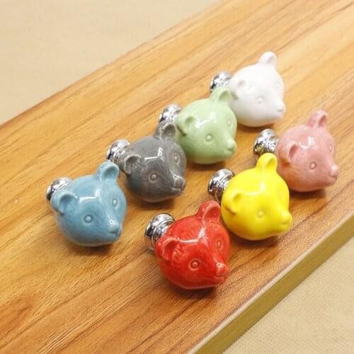 Candy Color Bear Ceramic Drawer Handle for Children Lovely Furniture Fittings