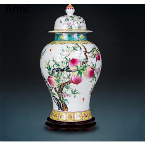 Creative Painting Ceramic Vase Chinese Modern Pastel Nine Peach Decorative Flower Vases Living Room Desktop Flower Pot Ornaments