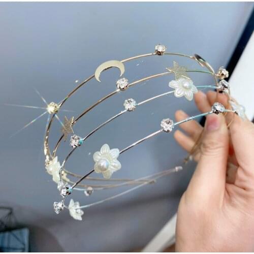Summer Pearl Headband Metal Rhinestone Spring Hairband Golden Female Hair Hoop Adult Face Wash Thin Headband Hair Accessories