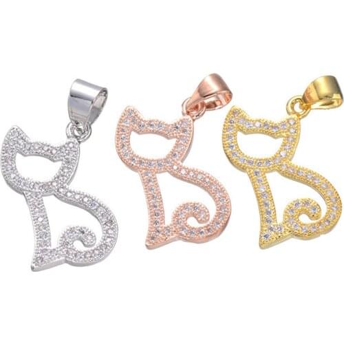 2019 Hot Trendy Jewelry Cute Zircon Cat Charms Necklaces For Women Diy Leather Choker Necklaces & Pendants For Friends Bijoux