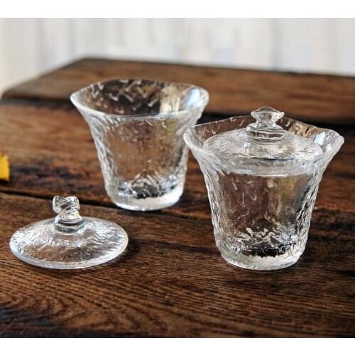 Japanese-style hammered small lid bowl, early snow glass tea cup, small tea cup, kung fu tea cup, personal master cup