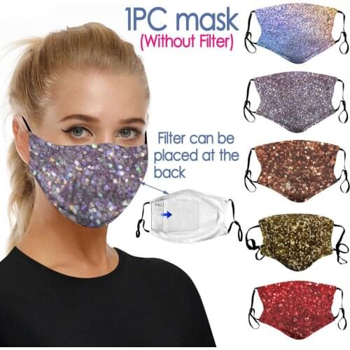 1Pc Cotton Ski Fasemask Reusable Sequin Print Washable Ski Fase Maksk For Germ Protection For Adults Breathable Bandana