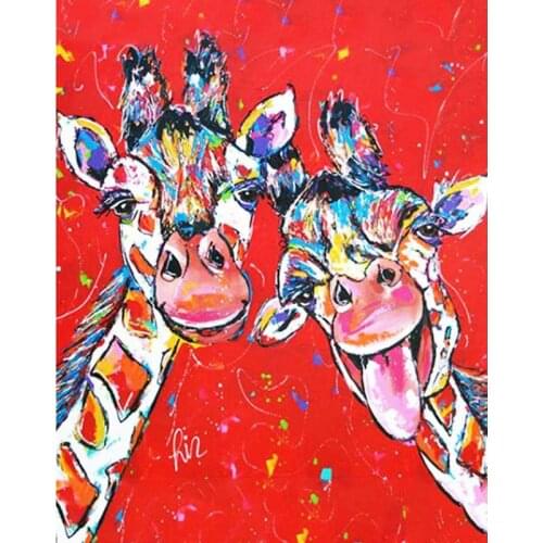 Funny Giraffe 40x50 60x75cm DIY Painting By Numbers Animals On Canvas Pictures By Numbers Home Decoration DIY Minimalism Style