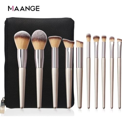 10 /11Pcs Champagne Makeup Brush Set Pro For Foundation Powder Blush Eyeshadow Lip Cosmetics Tool Beauty pinceaux maquillage Kit