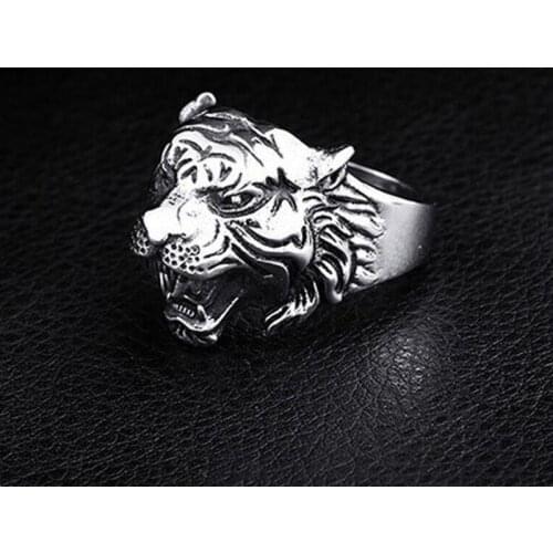 New Fashion Mens Trend Retro Style Hip Hop Rock Domineering Tiger Head Ring Jewelry Boyfriend Birthday Gift Jewelry Wholesale