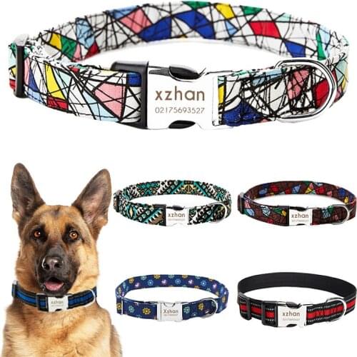 Dog Collar cat Engraved ID Tag Nameplate Reflective Boxer Dachshund Bulldog Chihuahua Pug Corgi shiba inu electric shepherd