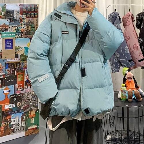 Man Casual Parkas Korean Streetwear 2021 Winter New Loose Woman Warm Thicken Zipper Coats Man Fashion Parka