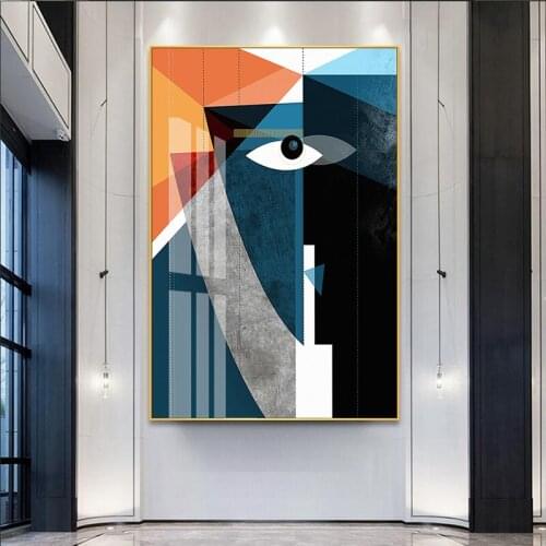 Modern Abstract Geometric Figure Face Wall Art Pictures Canvas Painting Scandinavian Cuadros Posters and Prints for Living Room