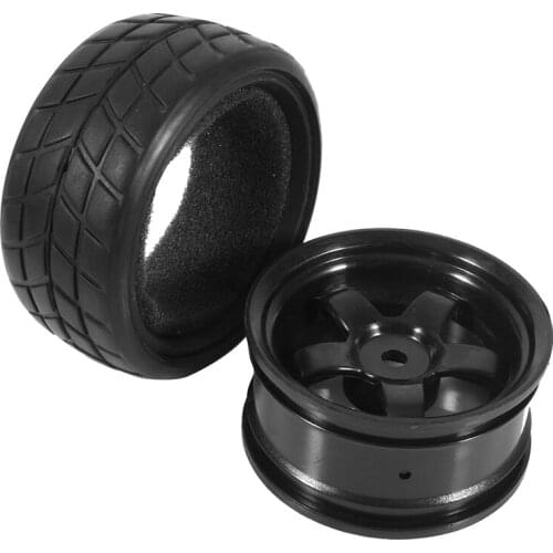 Durable 4Pcs Rubber Tires & Wheel Rims High Grip Tyre For HPI HSP On Road RC Car For 1:10 On Road Cars Rubber Tires