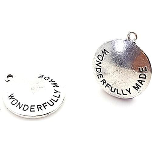 RONGQING 20pcs/pack 50pcs/pack 100pcs/pack Round 25MM Antique Silver Letter Charms WONDERFULLY MADE For DIY necklace