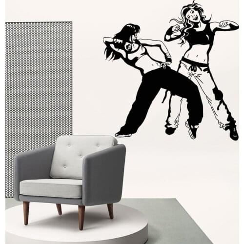 Sexy Couple Dancers Wall Sticker Dance Hip Hop Decal Teens Room Decor Energetic Girls Stickers Dancing Home Decoration Mural