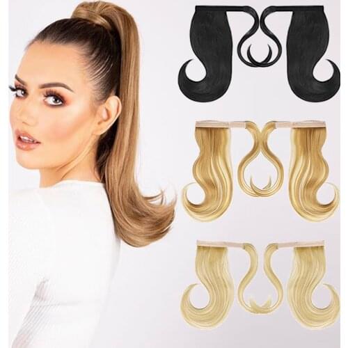 Long Straight Wrap Around Clip In Ponytail Hair Extension Heat Resistant Synthetic Pony Tail Fake Hair（Multiple colors to choose