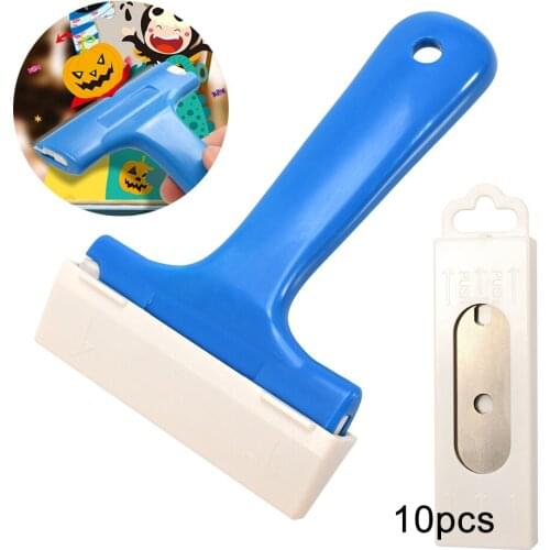 EHDIS Carbon Fiber Film Removal Scraper Car Wrap Vinyl Sticker Cleaning Squeegee Glass Tint Decal Shovel Tool with Razor Blades