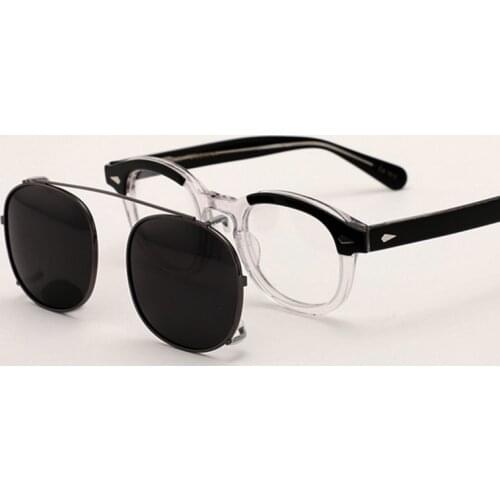 Johnny Depp Eyeglasses Clip On Sunglasses Polarized Lens Men Women Top Quality Lemtosh Acetate Glasses Frame Brand Vintage