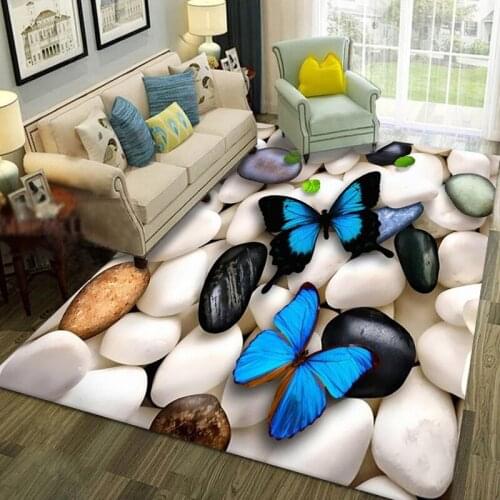Modern Door Carpets for Living Room Bedroom Flannel Anti-slip Kichen Decor Floor Area Rug 3D Butterfly Printed Corridor Mat Rugs
