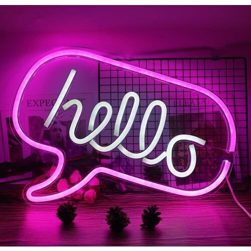 Hello LED Neon Light Sign Letters Neon Sign Panel Holiday Christmas Party Wedding Decorations Home Wall Decor Neon Lamp Gifts