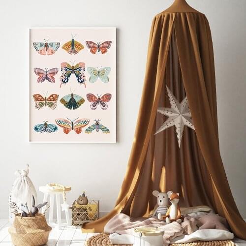 Vintage Butterfly Wall Art Canvas Poster Boho Print Insect Nursery Decorative Picture Painting Animal Modern Girls Room Decor
