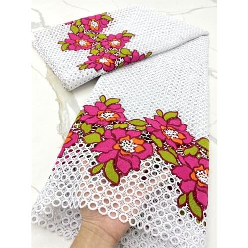 High Quality Swiss Water Soluble Lace Fabric Embroidery With Rhinestones 5 Yards African Cord Lace Fiber Guipure Tissu Material
