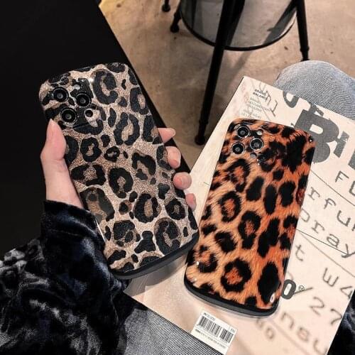 High quality arc Glossy Sexy leopard oft phone case for apple iphone 12 Pro MiNi 7 8 plus 11 10 X XS XR MAX SE back coque cover
