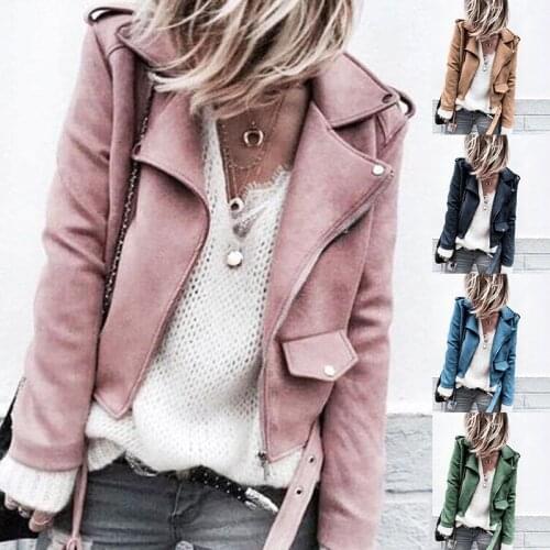 2021 Women Jackets Retro Fashion Ladies Zipper Up Bomber Outwear Autumn Long Sleeve Short Slim Casual Biker Coats Plus Size